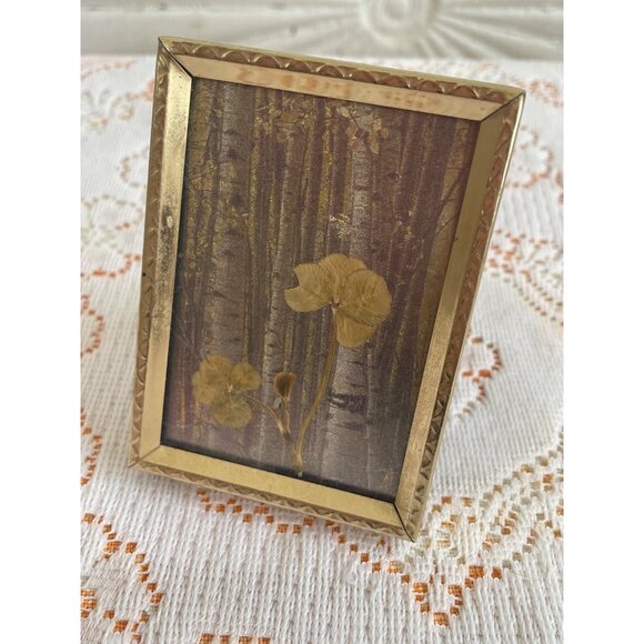 Vintage 1960s Brass Frame With Pressed Four-Leaf Clover Art - Picture 9 of 12